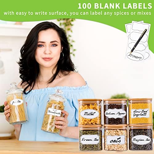 Armiz 100 Pcs White Sticky Labels for Jars Perfectly Sized (8 x 4 cm) - Self Adhesive Easy Peel Off Food Labels Stickers Leaves No Residue