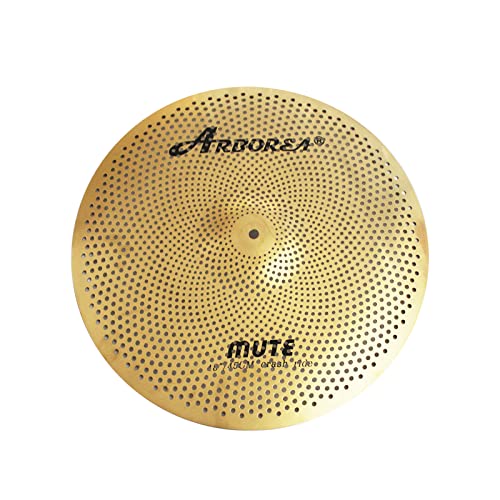 Arborea Low Volume Cymbal Pack 5 Piece Set 14"Hihats,16"Crash,18"Crash,20"Ride Quiet Cymbal Plus Bag Golden Mute Drum Practice Cymbal