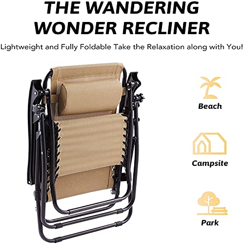 Rrgj Zero Gravity Lounge Chair, Zero Gravity Loungers, Comfortable Recliner Chairs With Neck Pillows And Tray, Folding Camping Chairs With Cup Holders Lounge Chair (Color : A) #TOP6