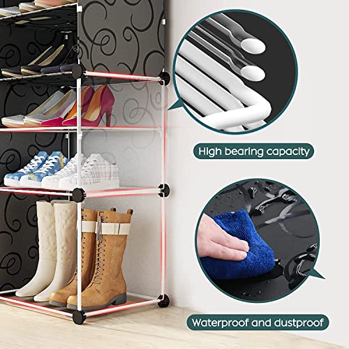 Image of Zemic 10 Shelf DIY Shoe Rack Plastic ^ Multi-Purpose Plastic Shoe Rack for Home Shelves, PP Home with Door for Entryway, Chappal Slipper Shoe Stand (Grey, 10-Shelf-5-Door)