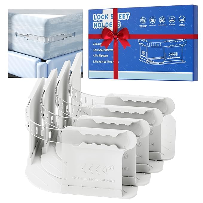 SUNBEEET Bedsheet Holder with Lock Strips Heavy Duty Bed Sheet Corner Fastener Keep Sheets Firm & Tight, Bed Sheet Holder Straps Fit Any Bed, No More Loose Sheets, Easy Installation Pack of 4-image-38
