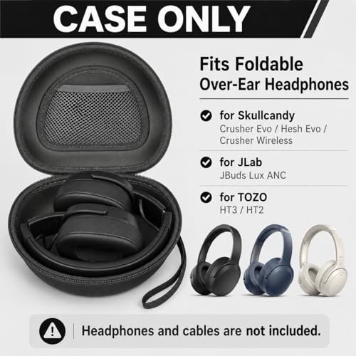 Image of Headphone Case for Skullcandy Crusher /Hesh /Evo, for JLab JBuds Lux ANC | for TOZO HT3 /HT2 Wireless Over-Ear Bluetooth Earphones, Travel Carrying, Daily Commute /Gym /Outdoor Use, Hard Box Only