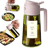 TrendPlain Pulverizador Aceite Spray 470ml - 2 en 1 Spray Aceite Cocina y Dispensadora con Etiquetas y Protección contra la Luz para Freidora de Aire, Ensaladas y Vinagre - Melocotón