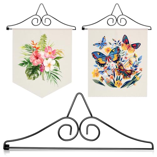 Wrought Iron Garden Flag Holder Garden Flag Holders for Outside Detached to Use Wall Hanging Banner Hangers for Small Flags and Quilts