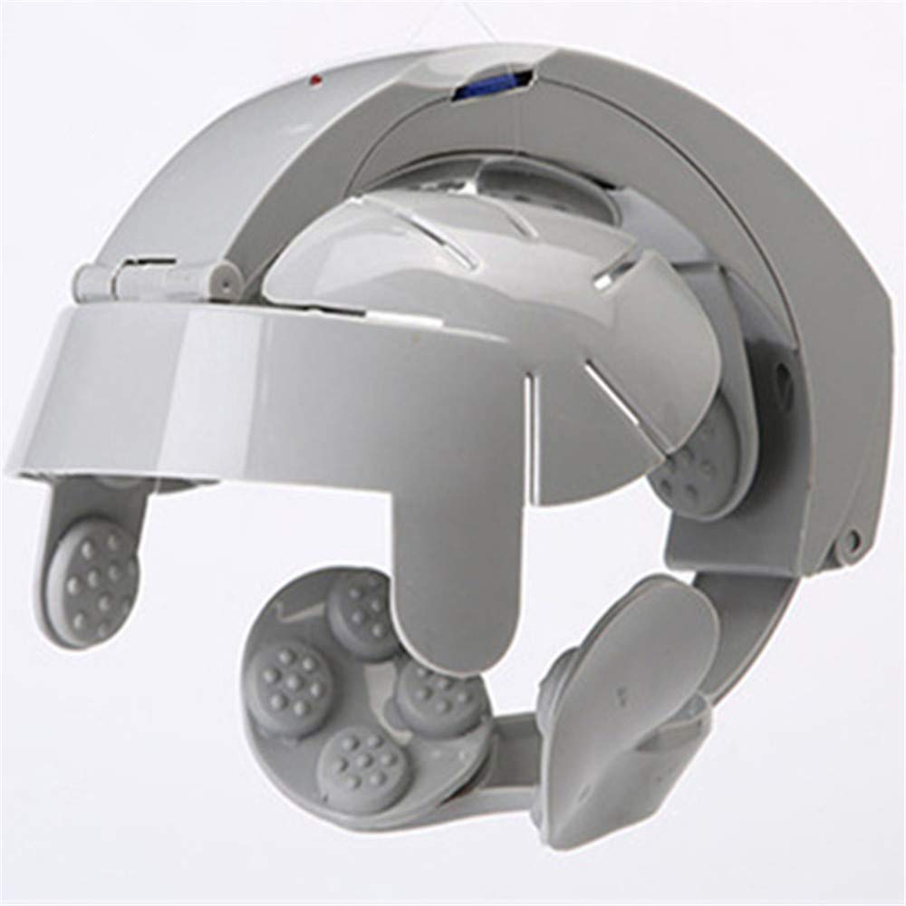 Masseur De Tête Électrique Massage Du Cerveau Casque Cuir Chevelu Relax Points D'acupuncture Gris Avec Taille Ajustable Et 8 Modes Pour Le Stress Détendre Le Métabolisme Qualité Du Sommeil