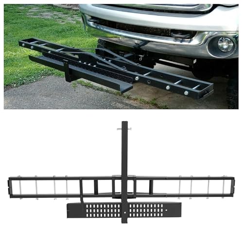 ECOTRIC 500LBS Motorcycle Trailer Hitch Carrier Scooter Dirt Bike Hauler Hitch Mount Rack with Loading Ramp Locking Device Heavy Duty Steel Motorcycle Rack for Hitch Fits 2' Receiver