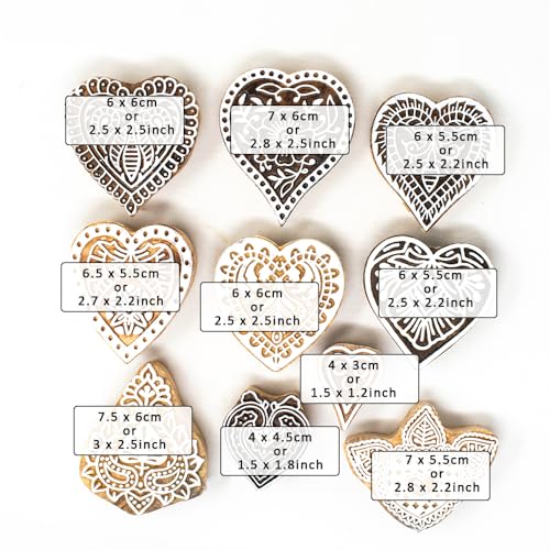 Image of Wooden Stamp Block, Printing Stamp Design Set | Block for Printing Saree Border | Dresses, Craft Card Making, Scrapbook, Clay Pottery | Set of 10