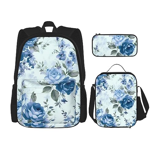 Sac à dos avec sangle ajustable et motif floral bleu pour ranger toutes vos affaires