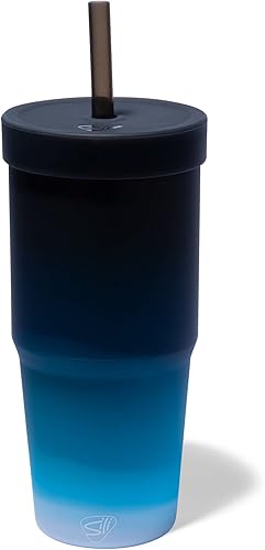 Silipint Vaso de silicona de 32 onzas Moon Beam  Vaso reutilizable irrompible, flexible, calientefrío, tapa hermética, seguro para viajar