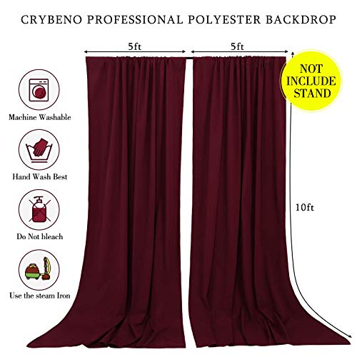 Image of Burgundy Backdrop Curtains Photo Booth Background 2 Panels 5ft x 10ft Polyester Fabric Drapes for Wedding Party Anniversary Ceremony Decorations