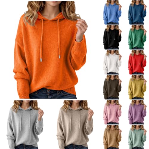 Fall Sweaters for Women V Neck Soft Pullover Drawstring Hooded Sweatshirts - image 1