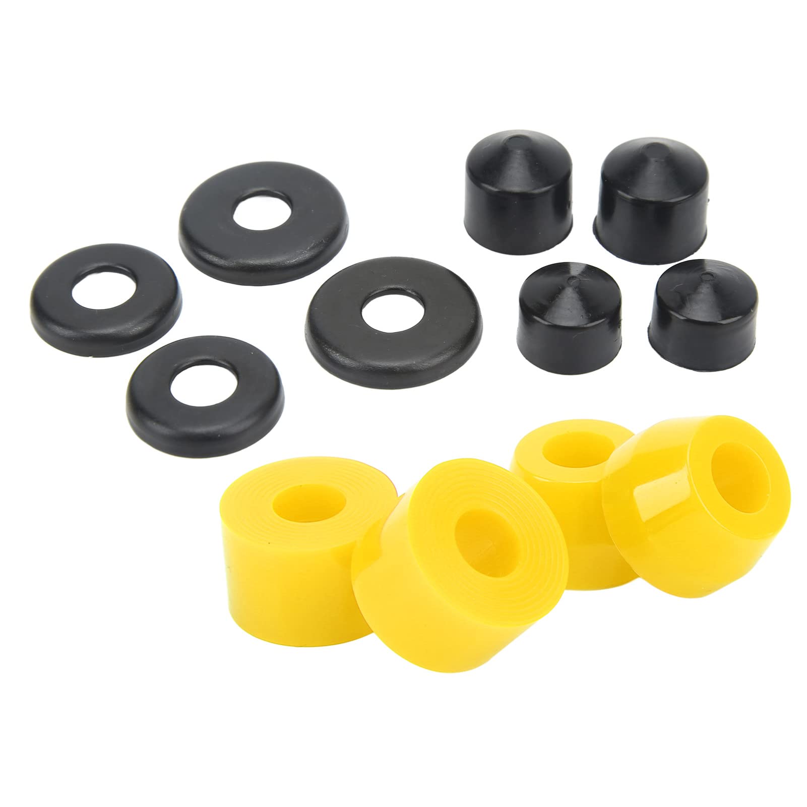 Kit de Revestimiento de Monopatín 12 Accesorios PU Amortiguación 90A Reemplazo Amarillo