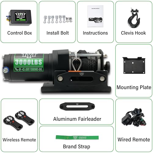 Tyt 3000 Lb Atv Winch, 12V Dc Electric Winch With Wireless Remote And Wired Switch thumb #6
