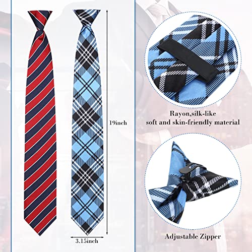 Janmercy 6 Pcs Clip On Tie For Men Clip On Easy Necktie Striped Solid Plaid Dots Mixed Lot Tie For Office School, 20 Inch (Retro Style) #TOP1