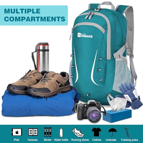 Image of ZOMAKE Lightweight Packable Backpack 35L, Foldable Backpacks Water Resistant Collapsible Light Daypack for Hiking(Turquoise Green)