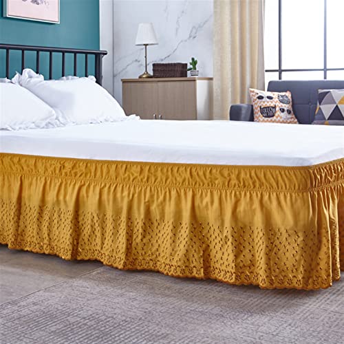 LIVEINU Bettrock Bettvolant Elastische Staub-Rüschen Bettrock mit Rüschen Elastische Staubrüsche Mit 38 cm Fallhöhe Queen/38cm Drop Gold - Image 4