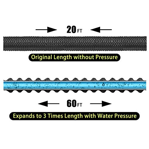 Sunflora 100 ft Expandable Garden Hose Bonus 10 feet with Solid Brass Fittings and 9 Patterns Spray Nozzle, Flexible No Kink Water Hoses for Lawn Total 110 Feet