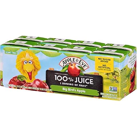 Apple & Eve Sesame Street Big Bird's Apple Juice, 4.23 Fluid-oz, 8 Count, Pack of 5 Cover