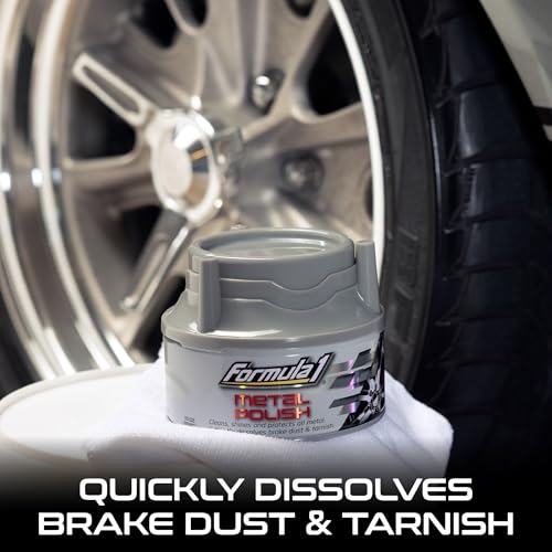 Image of Formula 1 Metal Polish for Car | Cleans, Shines & Protects Metal Surfaces | Ultra-Bright Sine | With Applicator Sponge, 283g