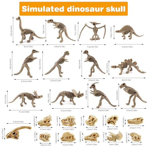 GZqiancang 23 STK Dinosaurier Fossil Skelett, Simulation für Wissenschaftsspiele, Dekorationen und Geburtstagsfeiern (2 Stile)
