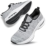 ZCQGQD Wide Toe Box Shoes Womens Walking Shoes Extra Wide Width Sneakers Air Cushion Road Running Ultra Light Tennis Gym Nurse Workout Training Breathable Grey Size 8.5