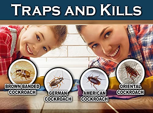 Maxguard Roach + Spider Traps (12 Box Traps) | Non-Toxic Extra Sticky Box Traps | Trap And Kill German Cockroach, American, And Oriental Roaches Plus Crawling Bugs & Insects House | #TOP3
