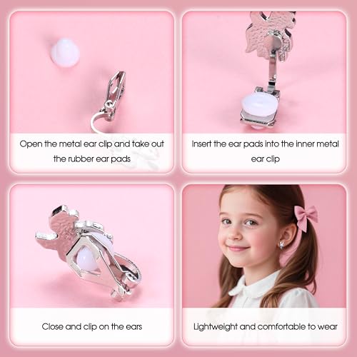 FIOROYAL 12 Paar Kinder Ohrringe Mädchen Hypoallergene Clip Ohrringe Ohne Ohrloch Niedlicher Schmetterling Regenbogen Blume Perle Stern Ohrclips Kinder Schmuck für Mädchen Pink