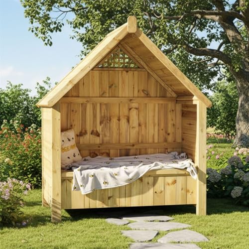 Beehive Wooden Garden Arbour Seat Bench Outdoor Seating with Built-in Storage Box Container for Gardening Tools & Supplies Pressure Treated Timber 2-Seater 199cm High x 160cm Wide