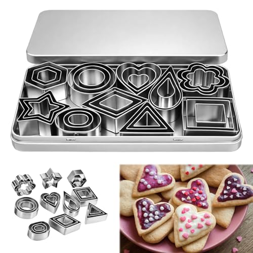 ikBrtaiay 30 Stück Mini Ausstechformen Plätzchen Set Plätzchenausstecher aus Edelstahl Mini Keksausstecher Keks Ausstecher Kleine Keksausstecher Cookie Cutter für Plätzchen Kuchen und Fondant