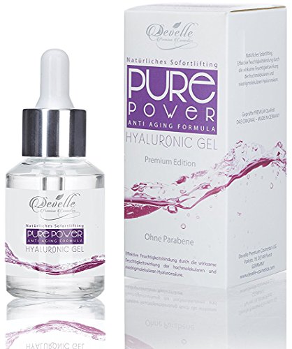 Hochkonzentriertes Hyaluronsäure Gel Pure Power 30ml Glasflasche I leicht parfümiert I Ohne Tierversuche I Anti Aging Booster I Develle Premium Cosmetics Made in Germany