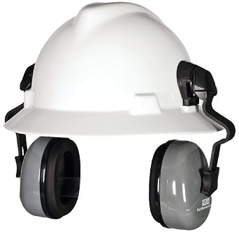 MSA 10129327 Sound Control Classic Helmet Mounted Hearing Protection, dBa 25 SH, Fits Slotted Full-Brim Hard Hats, Cushioned Ear Pads, Earmuffs Adjustable for Custom Fit. Gray