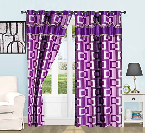 Image of K 2 6 -Creations1 Piece Polyester Box lace Bedroom Curtain for Window (4 x 5 Feet Purple)