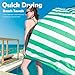 Your Choice Microfiber Quick Dry Sand-Free Beach Towel for Adults & Kids - Oversized, Compact, Lightweight, Absorben - Camping Towel - Green and White Stripe, Large Beach Towel 60x30 Inch