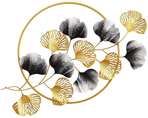 Décoration murale métal ronde en forme de feuille H