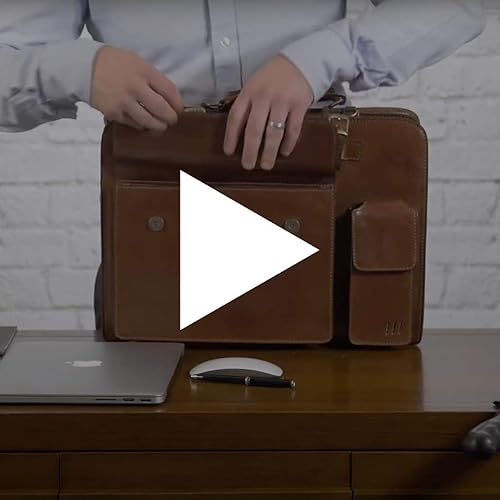 Miniatura 9 de Maxwell Scott - Mens Luxury Italian Leather Large Square Briefcase - Zip Closure - Handmade in Italy - The Alanzo