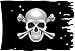 Etaia 8x12 cm - Auto Aufkleber Pirat auf gefranster Fahne Flagge Totenkopf Skull Schädel Piraten Sticker fürs Motorrad Handy Bike
