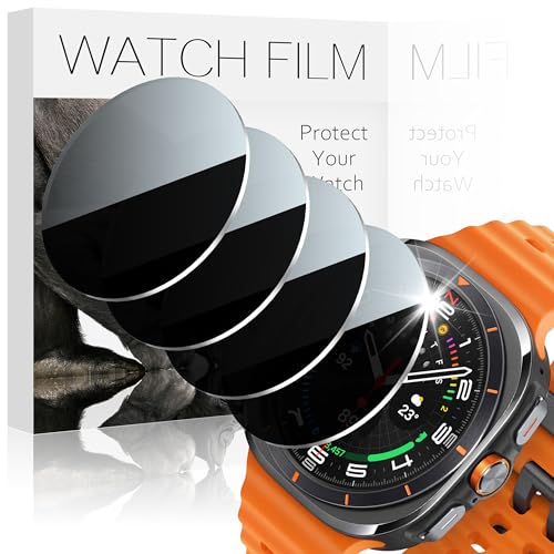 AIDOWU 4 Pack Privacy Screen Protector Compatible with Samsung Galaxy Watch Ultra 47mm/6 Classic 47mm [Anti-Peeping] Tempered Glass Screen Cover, 9H Hardness Scratch Resistance