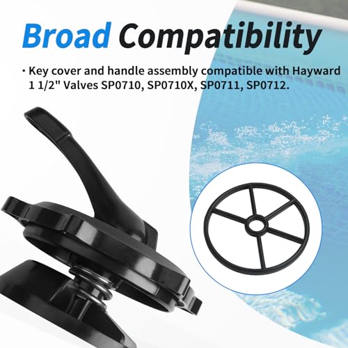 SPX0710XBA17 Key Cover and Handle Assembly for Hayward Multi-Port Valve Replacement, Pool Sand Filter Pump Parts Compatible with 1 1/2\" Vari-Flo Valves SP0710, SP0710X, SP0711, SP0712,with Gasket