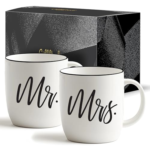 Triple Gifffted Mr und Mrs Tassen Set Geschenke Ideen Paare Weihnachten, Partnertassen Männer...