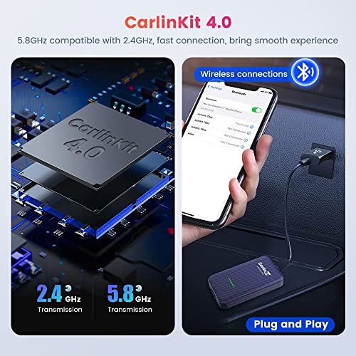 Adaptador sem fio CarlinKit 4.0 2022, adaptador sem fio CarPlay/AA, compatível com todos os carros C