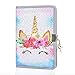 Produktbild MHJY Einhorn Notizbuch für Kinder A5 Unicorn Notizbuch mit Schloss und Schlüsseln Meerjungfrau Reversible Pailletten Tagebuch 21 x 14cm Festival Geburtstag Geschenk (Einhorn mit Blumen)