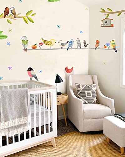 Iinuu INU76 Colorful Nursery Wall Stickers 12Pcs Watercolor Birds Wall Decals Peel And Stick Removable Wall Stickers For Kids Bedroom Nursery Wall Decor thumb #4