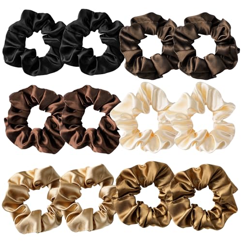 Vonsera Lot de 12 Chouchou Cheveux Femme, Chouchous en Satin Soie Doux Anti-Casse, Elastique Accessoire Coiffure Femme & Fille, pour Queue de Cheval & Chignon