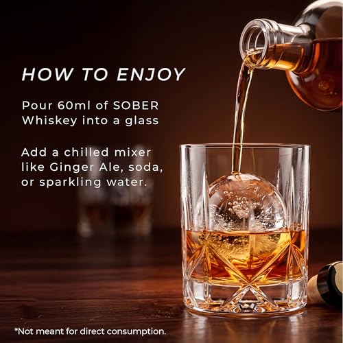 Image of SOBER Whiskey Alternative | 0.0% ABV Zero Alcohol Drink | Sugar Free Zero Calorie | Premium Non Alcoholic Whiskey with Vanilla Clove Oak Notes | 180ml x 4