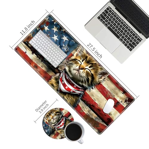 Desk Mat Gaming Mouse Pad 69.85x29.97 cm con diseño gato bandera miniatura 2