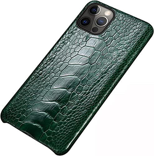 Étui iPhone 13 Pro cuir véritable vert KANUZ mince antichoc photo