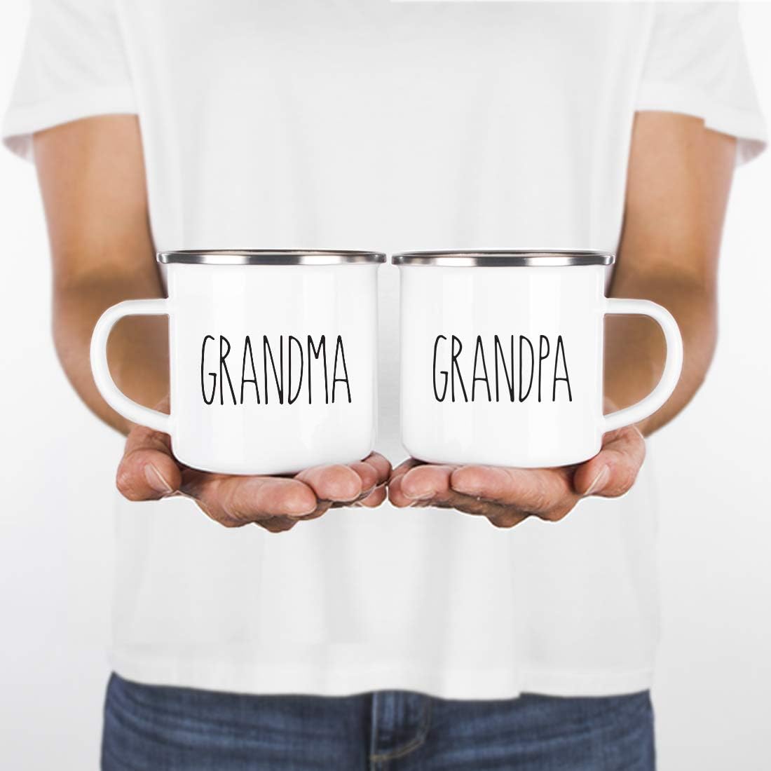 Andaz Press Farmhouse Rustic Fall Autumn Kitchen Decor 11oz. Stainless Steel Campfire Coffee Tea Mug Grandparents, Grandma Grandpa, 2-Pack, Anniversary Birthday Christmas Ideas