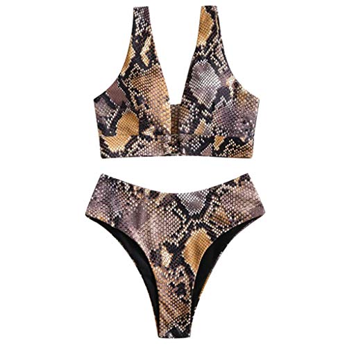 LANSKIRT Bañadores Bikinis Mujer 2020 Push Up Trikini Biquini con Estampadas Serpiente Cintura Alta Bañadores Traje de Baño Moda Vikinis Conjunto de Bikini Dos Piezas
