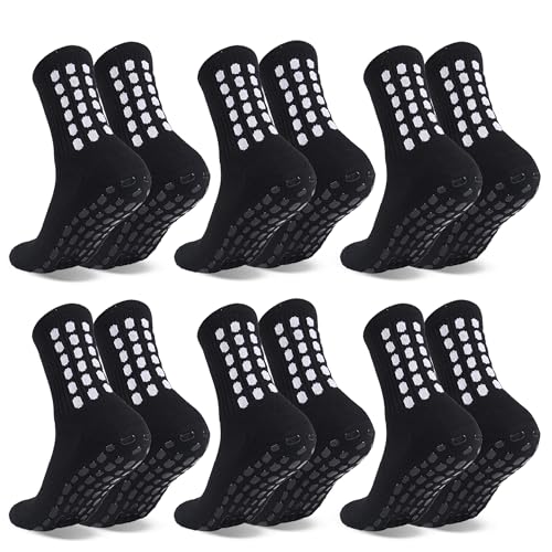 Image of Barrlves 6 Pairs Grip Soccer Socks Colorful Non Slip Sports Football Basketball Hospital Yoga Socks for Men Women