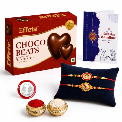 Image of Garth Oval, Square Multicolor Rakhi for Brother & Bhaiya with Chocolate Beats 32gm - Raksha Bandhan Gift Set with Roli Tikka, Pooja Coin & Greeting Card | Rakhi Gift for Brother, Pack of 6 (514+515)